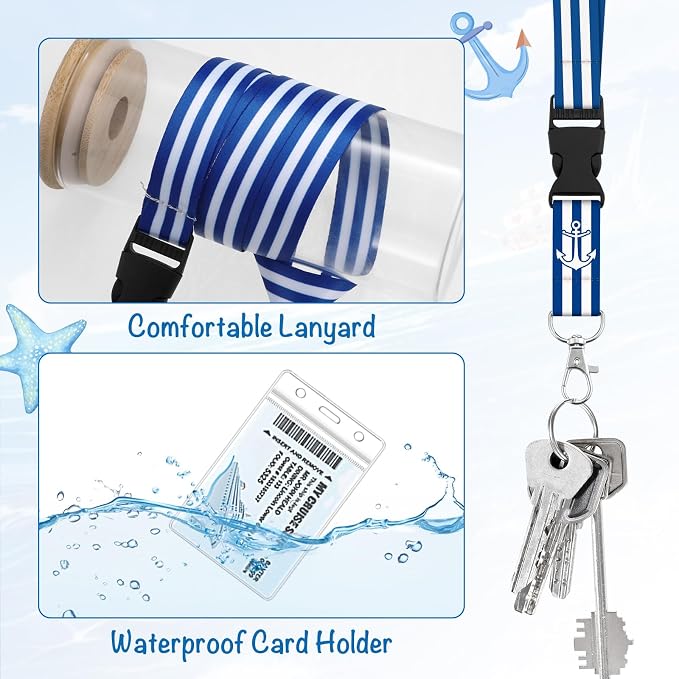 6 Pack Lanyards for Cruise Ship Cards with Waterproof ID Card Badge Holders for Royal Caribbean Cruise Essentials 2026（Stripes）