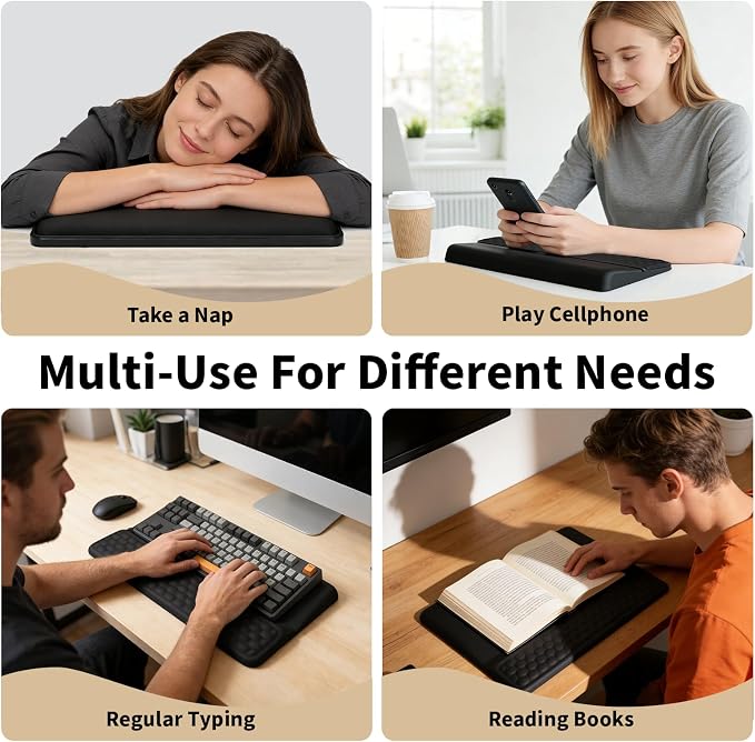 Keyboard Wrist Rest Stand Pad, Soft Memory Foam Ergonomic Computer Wrist Support, Keyboard Riser Hand Rest Cushion Holder Gaming Typing Coding Desk Accessories for Home Office School（Black）
