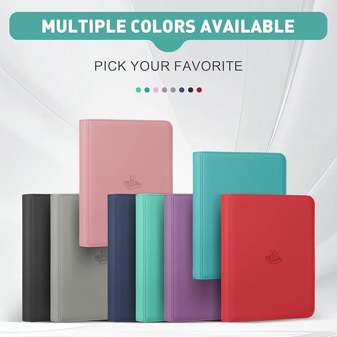 Trading Card Binder 9 Pocket, 360 Pockets Double-Sided Card Album, Premium PU Leather Zipper Card Holder for MTG, TCG, Sports & Game Cards, Must-Have for Collectors（Turquoise）