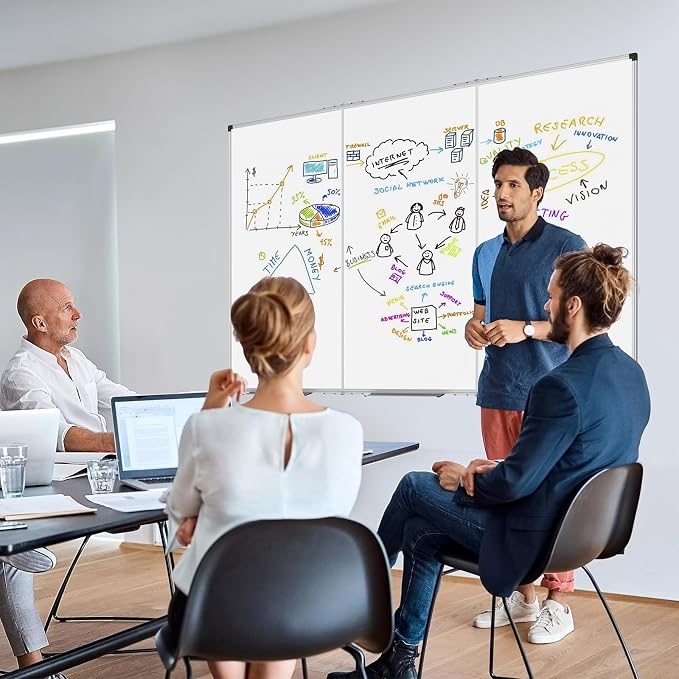 XBoard Magnetic Whiteboard 72 x 48 Inch, 6'x4' Dry Erase Board with Aluminum Frame | Foldable Wall-Mounted Whiteboard for Home Office, Classroom, Conference Room | 6' x 4' Foldable Dry Erase Board, Silver Aluminum Frame,Wall-Mounted Whiteboard for Home...