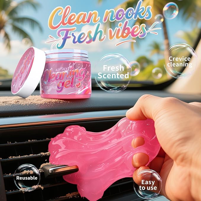 ASFSKY Car Cleaning Gel, Watermelon | Cleaning Putty for Car Interior, Keyboard Dust Remover, Universal Cleaning Gel, Red, 1 Pack
