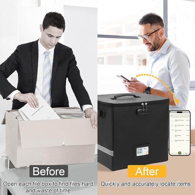 Next of Kin Box Organizer with Labels,Estate Planning Organizer Kit | Fireproof Home & Office Organization with Family Document Guide,Foldable Document Organizer for Family,Combination Lock