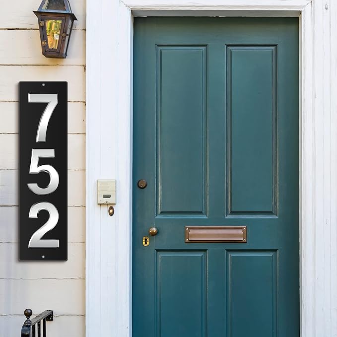 House Address Plaques Metal Address Sign Outside House Number Mailbox Number Sign for House Home Hotel Office Garden Decorative Wall Plaque(11.8 inch,Simple Style)