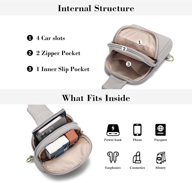 Lightweight Small Crossbody Sling Bag for Women | Mini Travel Purse,Multi-pocket with Card Slots,Durable Vegan Leather,Everyday Carry