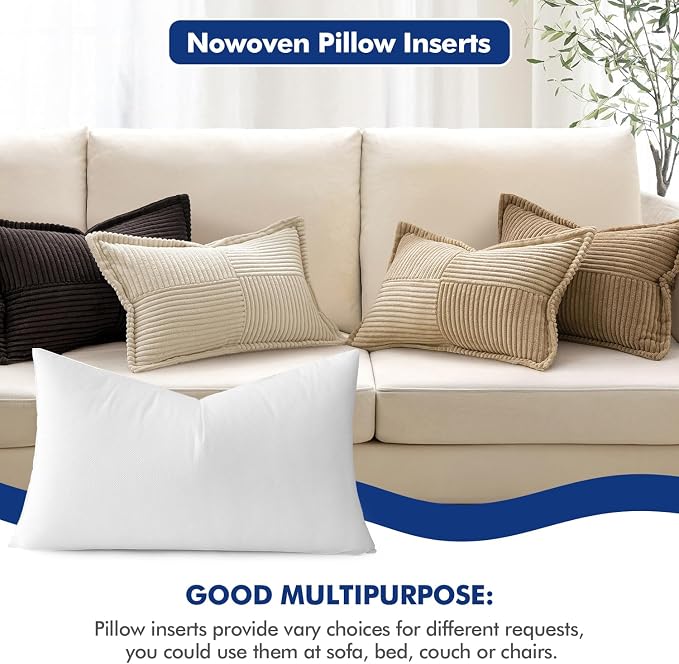 MIULEE Pillow Insert 14x36 Inch Decorative Rectangle Throw Pillow Inserts | Premium Fluffy Pillow Forms Sham Stuffer for Sofa Couch Living Room