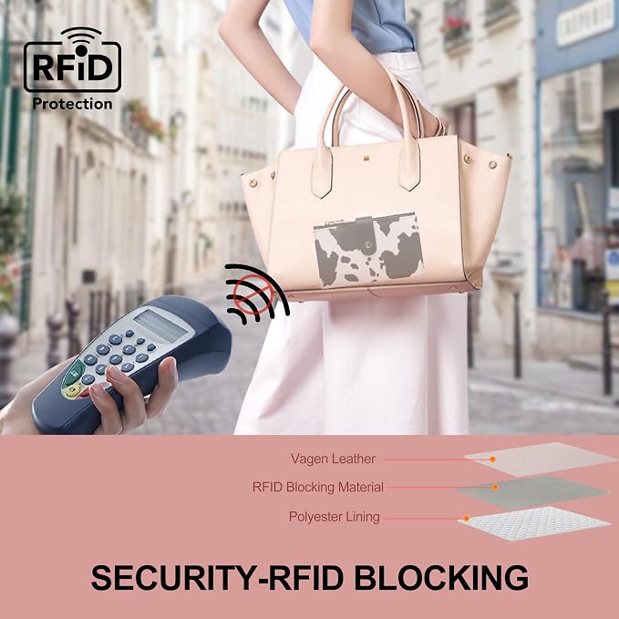 yiijay Wallet Women RFID Blocking Multi Cards Wallet Credit Card Holder for Women Large Capacity Lady Leather Trifold Travel Wallet with Pen Holder