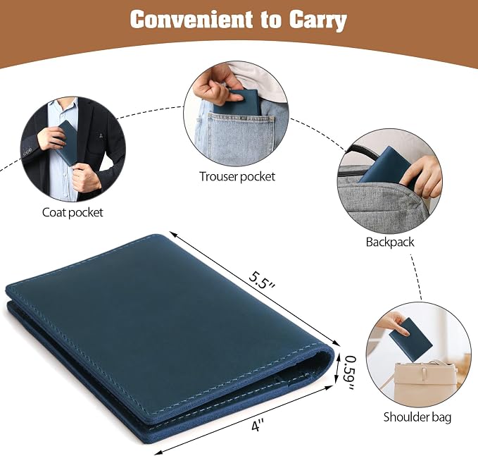 Jack&Chris Leather Passport Holder, Handmade Passport cover, Travel Wallet Cover Case for Men and Women, Leather Travel Documents Organizer Protector, JC107