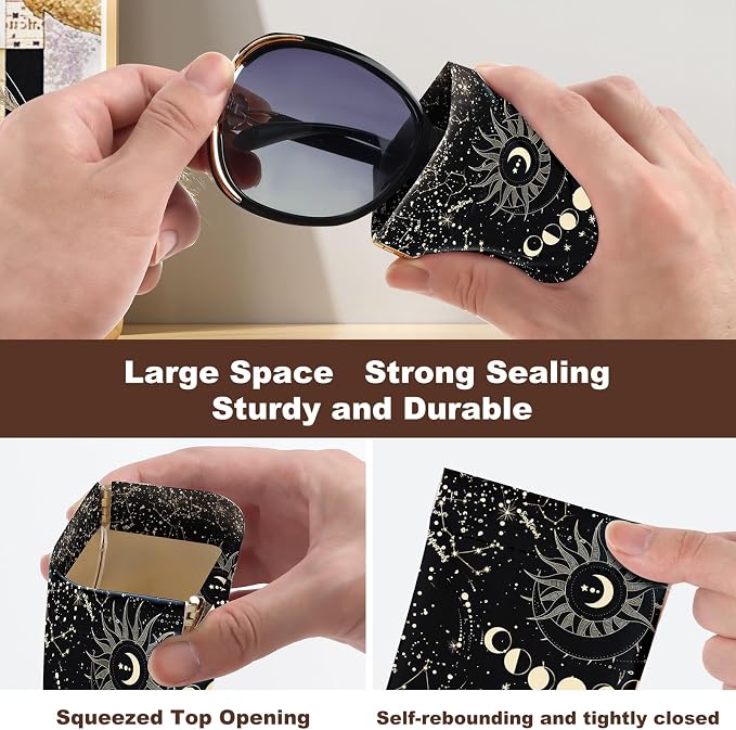 Anikathy 2Pcs Sunglass Eyeglass Glasses Case Soft PU Leather with Cleaning Cloth Cute Glasses Pouch Bag for Men Women Girs