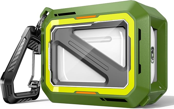 for AirPods Pro 3 Protective Case Cyberpunk Glow in Dark, Green | Compatible with Apple AirPods Pro 3rd Generation Protective Cover with Carabiner Shockproof Dustproof