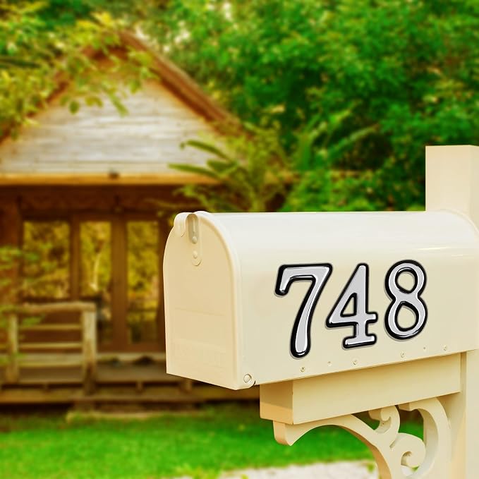 opasyo 30 Pieces Mailbox Numbers for Outside 2 inch 0-9 Self-Adhesive Mail Box Numbers,3D Gold House Numbers for Mailbox, Apartment, House, Trash Bins,Office Hotel Room (Silver, 2inch)