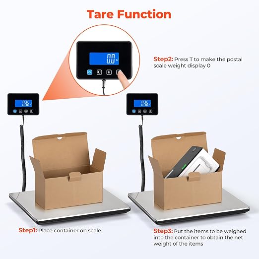 MUNBYN 660lb/1.8oz Shipping Scale, Digital Postal Scale for Packages | Hold & Tare Function, Backlit LCD, Battery & USB Cable Included, For Small Business, Luggage, Home Office