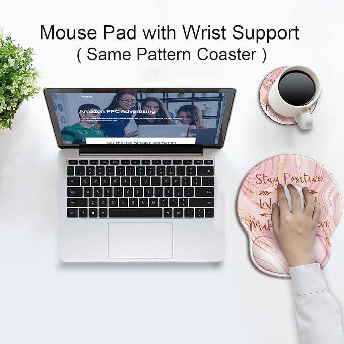 Ergonomic Mouse Pad with Wrist Rest Support,Gel Mouse Pads for Desk | Big Mousepad With Coaster Non-slip & Pain Relief for Computer, Home&Office Desk Decor