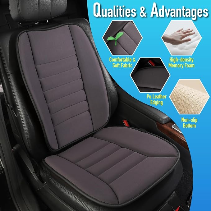Lofty Aim Car Seat Cushion with Back Support Pillow, Driver Seat Cushion | Comfy Lumbar Support & Seat Cushion, Memory Foam Seat Cushion for Pain Relief, Butt Pillow for Car, Truck, Gray