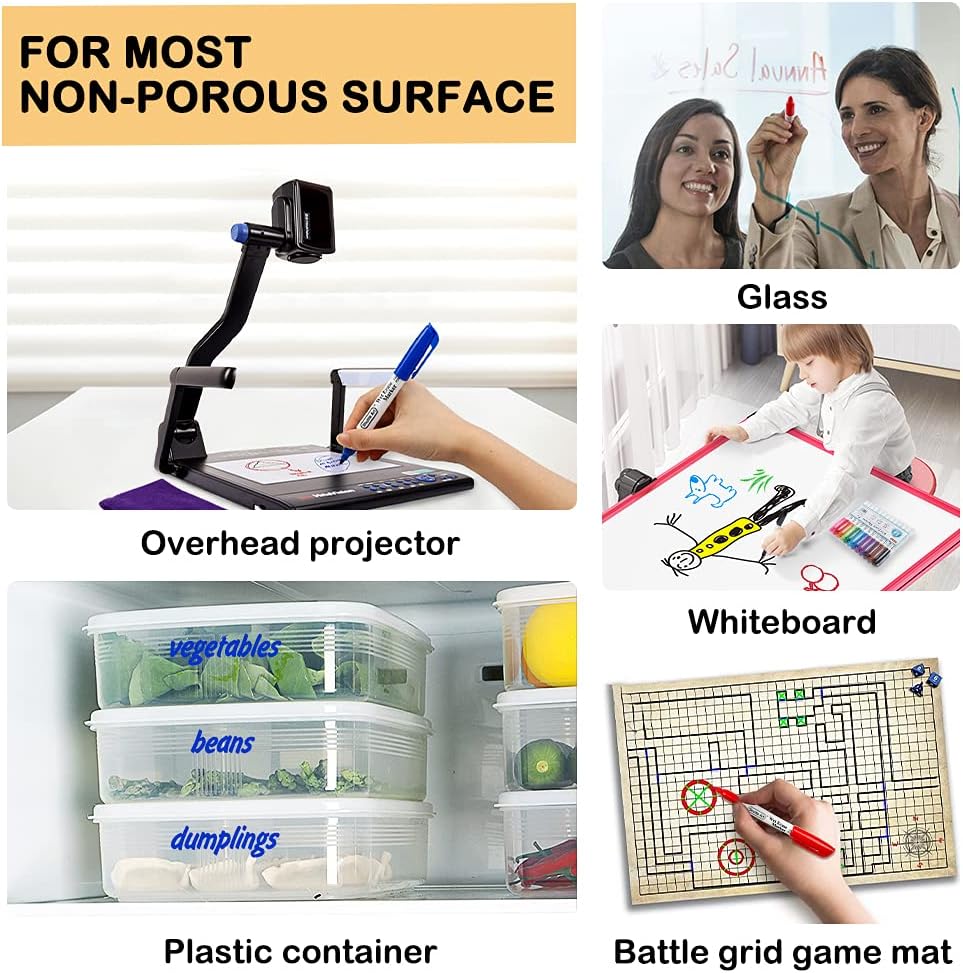 Shuttle Art Wet Erase Markers, 15 Pack Red 1mm Fine Tip Smudge-Free Markers, Use on Laminated Calendars, Overhead Projectors, Schedules, Whiteboards, Transparencies, Glass, Wipe with Water