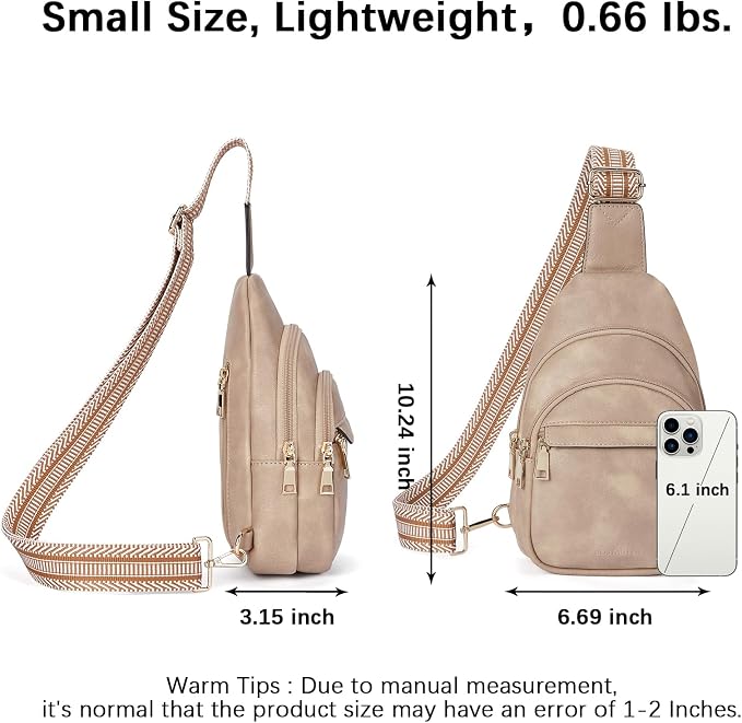 BOSTANTEN Sling Bag for Women Leather Crossbody Bags Fanny Pack Chest Bag for Travel | Adjustable Wide Strap, Small, Anti Theft, Lightweight, Multi Pockets and Carrying Way, Card Slot, Cute Trendy for Everyday