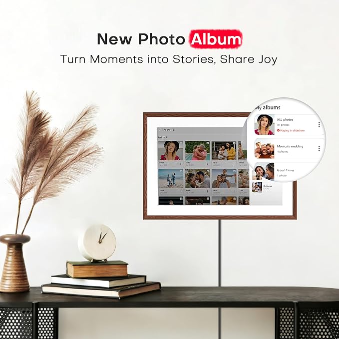 Frameo 10.1'' Digital Picture Frame WiFi, 1280 * 800 HD Touch Screen, 32GB Memory, Wall Mountable Digital Photo Frame, Auto-Rotate, Share Instantly, Wedding, Birthday Gifts for Mom