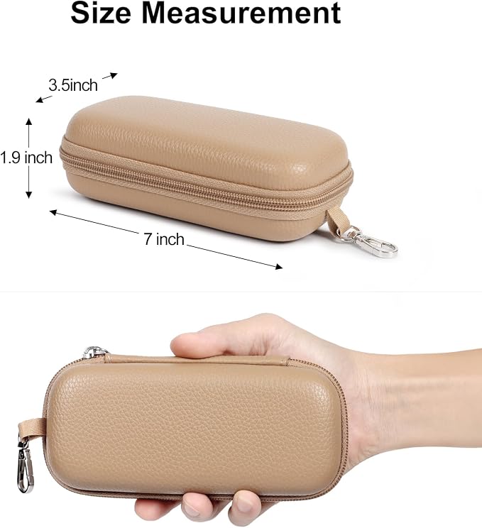 Double Eyeglasses Case Hard Shell Dual Sunglasses Organizer with Zipper Closure Travel Eyewear Storage for Vehicle