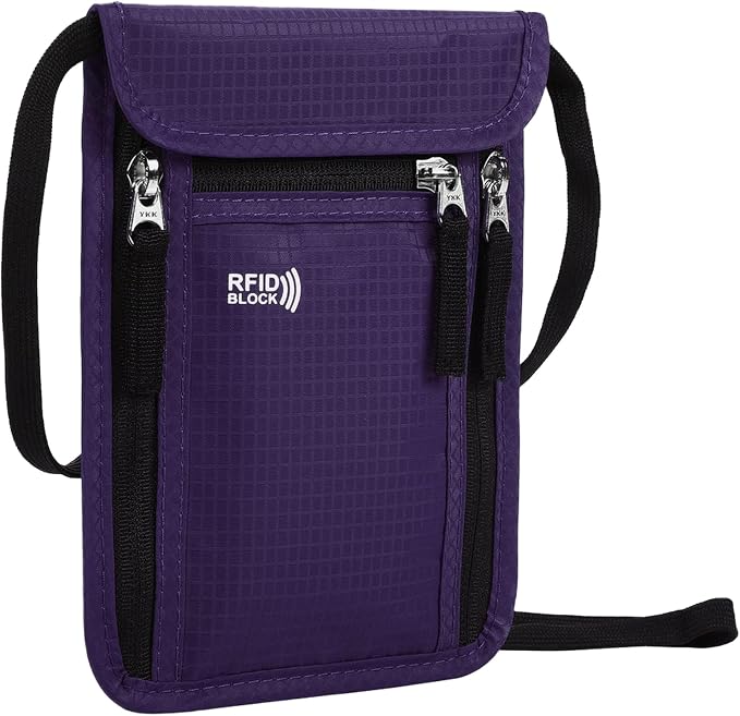 Travel Pouch Neck Wallet Family Passport Holder Organizer Case with RFID Blocking | Family Passport Holder
