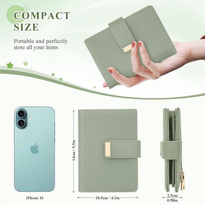 BKNOOU RFID Blocking Passport Holder with Airtag Slot- Leather Travel Passport Wallet for Women & Men, Slim Bifold Travel Passport Holder Holds Cards & Tickets & Cash (Green)