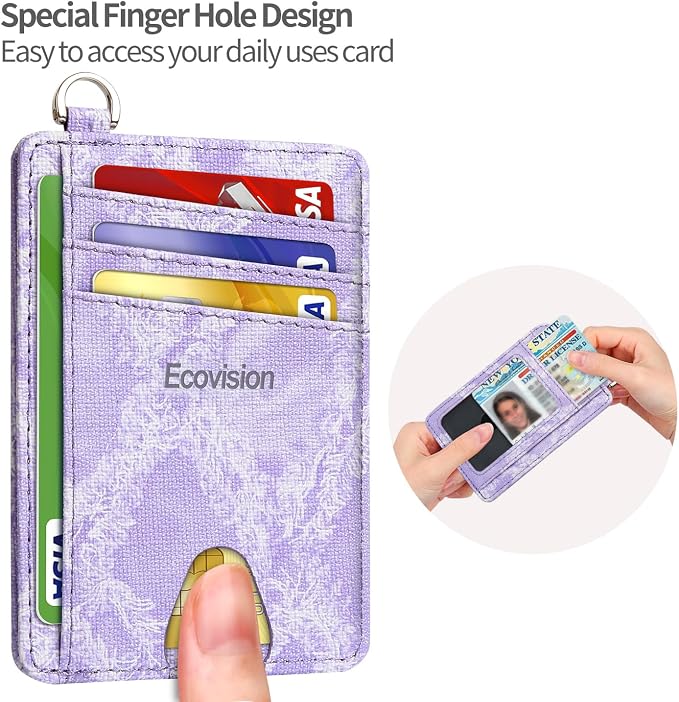 Slim Minimalist Front Pocket Wallet, RFID Blocking Credit Card Holder Wallet with Detachable D-Shackle for Men Women