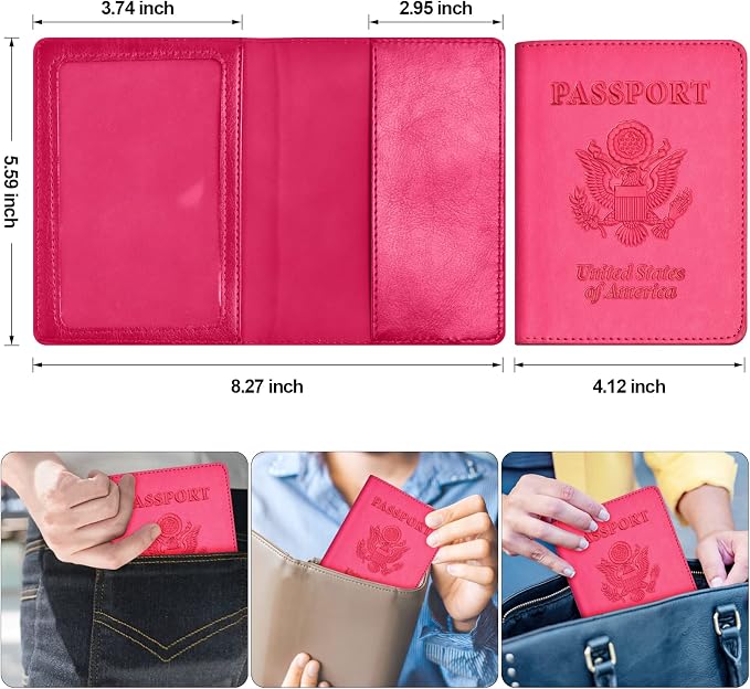 Eoehro Passport Holder for Travel Essentials-2Pack, Passport Wallet Cover Case for Travel Must Haves Accessories,Passport Book Holders for Women and Men