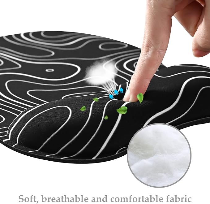 EooCoo Ergonomic Mouse Pad with Wrist Rest, Memory Foam Support Mousepad | Non-Slip Base for Computer, Cafe, Home & Office, 9.64 x 8.26 in Office Desk Accessories, Carpal Tunnel Relief