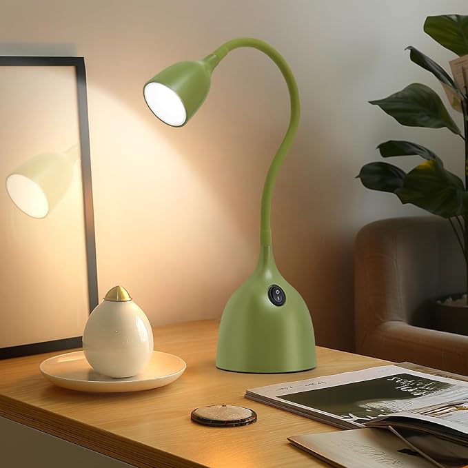 EJIAXIN Gooseneck Desk Lamp 360° LED Flexible Reading Light Small Desk Lamps for Small Spaces Home Office Bedroom College Dorm Desk Bookshelf Nightstand Table Lamp (Green)
