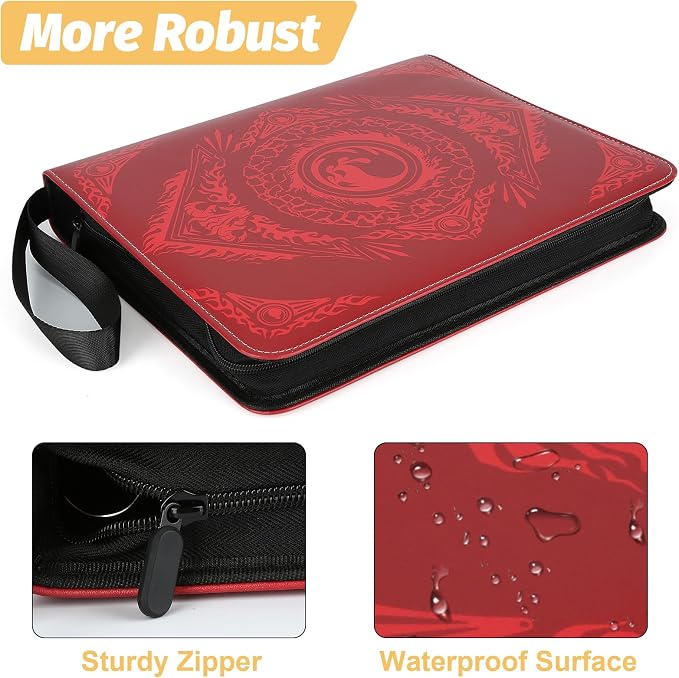 9-Pocket Card Binder for MTG,720 Double Sided Pocket PU Trading Collection Binder,Premium Collector Card Album for MTG,TCG,Yugioh,Game Cards(Red)