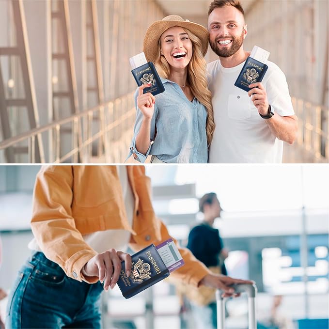 Coowayze Passport Holder for Men Women RFID Blocking US Passport Cover Case, Waterproof Leather Passport Book Protector with Vaccine Card Slot Travel Document Organizer