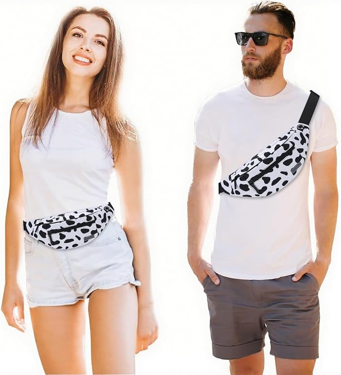 MAXTOP Large Cow Print Crossbody Bags for Women Cute Fanny Pack Belt Bag | 4-Zipper Pockets,Gift for Enjoy Music Concert Hiking Running Cycling Traveling Hands-Free Waist Pack Fits All Phones