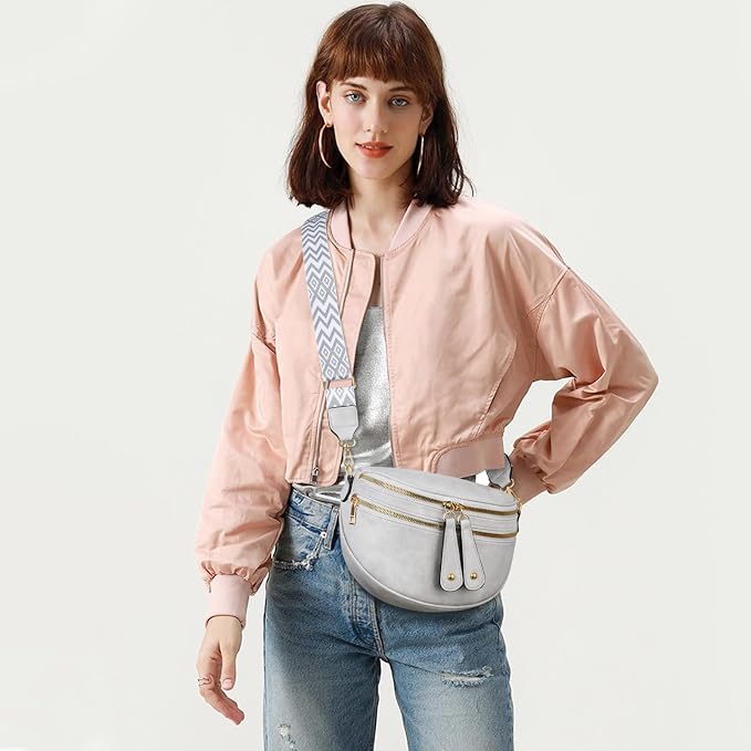 KKXIU Crossbody Bags for Women Vegan Leather Travel Bum Bag | Trendy Fanny Waist Pack | Shoulder Purse with Adjustable Strap
