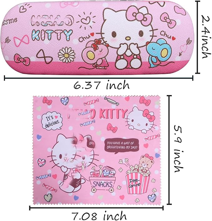 ADBGV Cute Stylish Hard Shell Eyeglasses Cases Protective Case Storage Box With Glasses Cloth Eyeglass Strap for Girl Teen