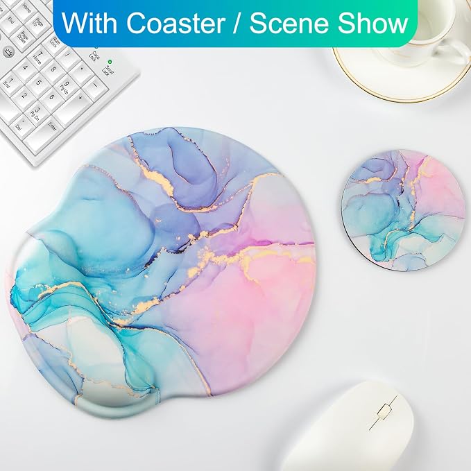 Ergonomic Mouse Pad with Wrist Rest Support,Gel Mouse Pads for Desk | Big Mousepad With Coaster Non-slip & Pain Relief for Computer, Home&Office Desk Decor