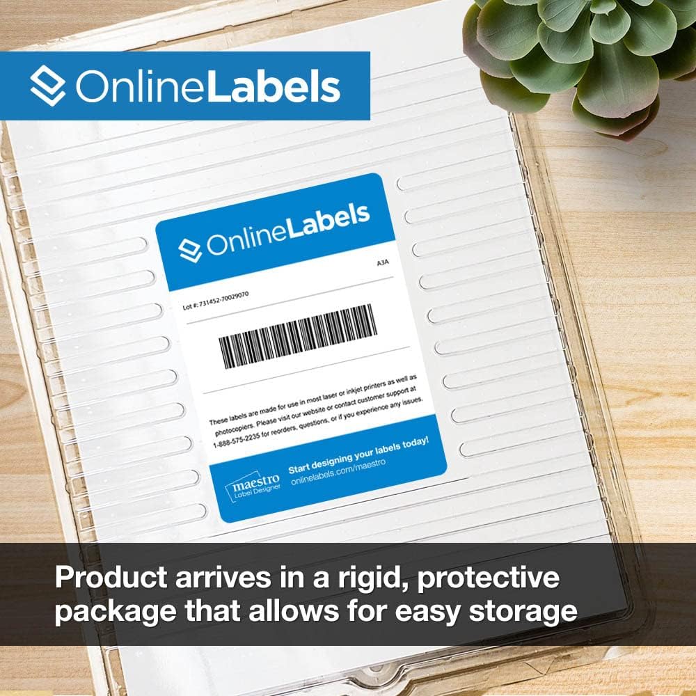 2.625" x 1" Waterproof Clear Gloss Address Labels - Pack of 15,000 Transparent Labels, 500 Sheets - Compatible with Laser Printers, OL875CL, OnlineLabels