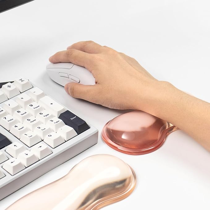 Gel Keyboard and Mouse Wrist Rest Set – Clear Orange Wrist Rest for Computer Keyboard 60%/68%/75%, Keyboard Cushion, Comfort & Support for Typing and Gaming