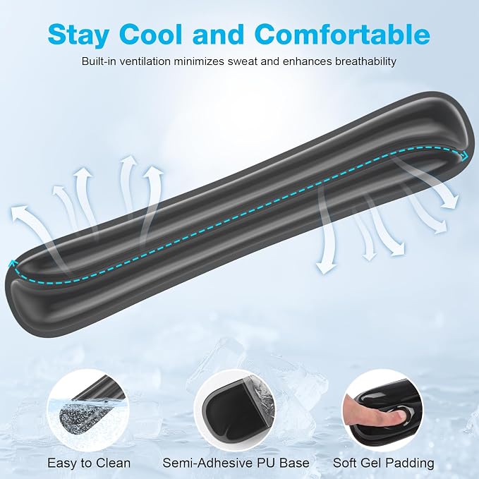 Gel Wrist Rest Mouse Pad Set, Ergonomic Support for Office Gaming | Ergonomic Keyboard and Mousepad with Wrist Support,Cooling Comfort, Non-Skid Base, Easy Clean, for Home and Work Desk Black