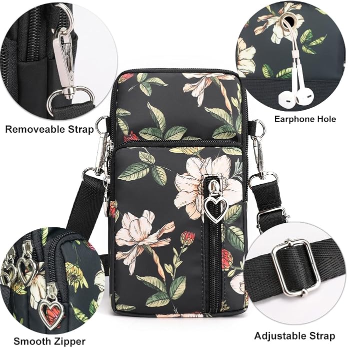 Small Crossbody Bag for Women - Mini Phone Purses with Crossbody Strap and Wallet - Nylon Arm Bag