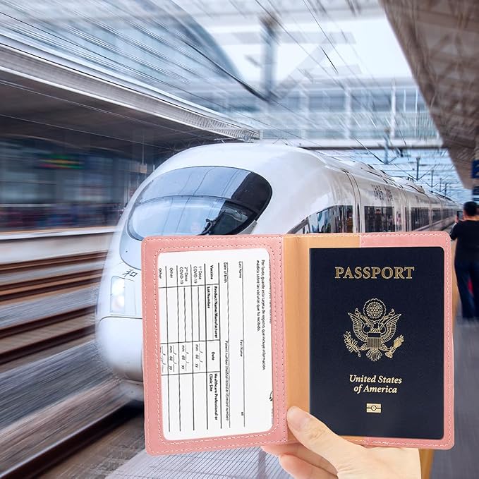 Passport Holder, Pink Passport Holder for Women, Travel Passport Wallet, 1 Pack Slim Passport Cover Travel Must Haves, Pu Leather Passport Case Protector International Travel Accessories