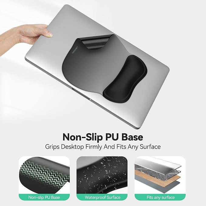 TECKNET Gel Ergonomic Mouse Pad with Wrist Rest, Non-Slip PU Base, Gradient | Comfortable Gel Cushion, Pain Relief, Smooth and Waterproof Surface, Mouse Pad with Wrist Rest for Office, Gaming and Study