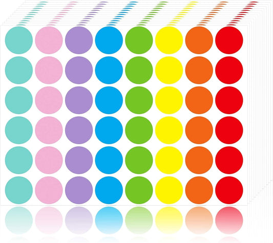 STARLIBOO Dot Stickers,1440 PCS Color Code Label, 1inch Garage Sale Stickers, Yard Sale Price Labels, Writable Not Blurry (8 Colors)
