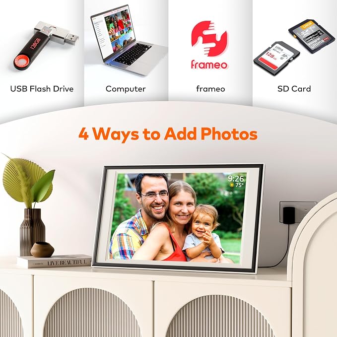 Frameo Digital Picture Frame 12.7'' 64GB Photo Frame, 1440 * 1080P IPS Touch Electronic Picture Frame, Auto-Rotate Tabletop&Wall Mounted,USB&SD Card, Sharing Photos/Videos via Free App from Anywhere