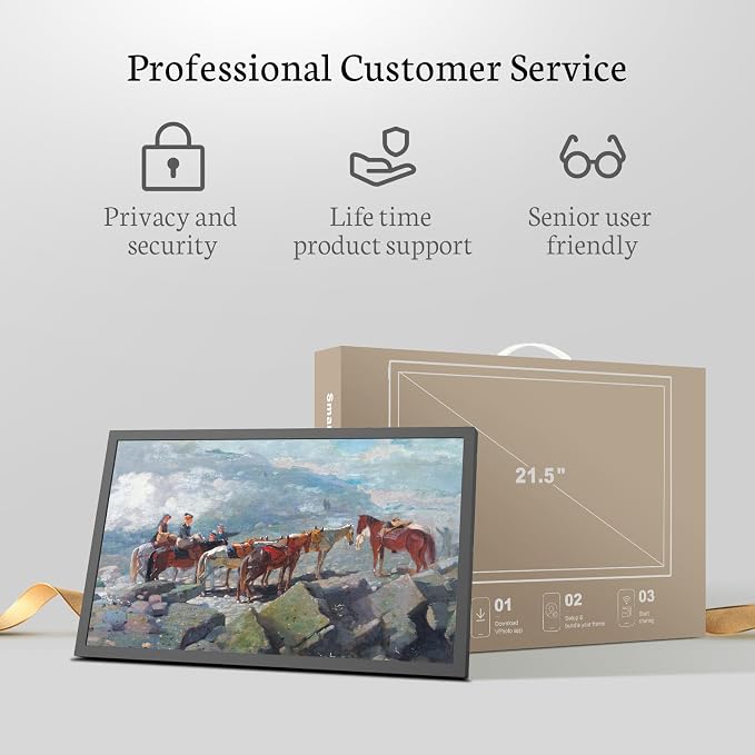 BSIMB Large Digital Picture Frame 21.5 Inch, Touchscreen 1920x1080 FHD 32GB WiFi Digital Photo Frame Electronic Remote Control, Share Pictures/Videos via App/USB/SD Easy Setup Gifts for Mom, Black