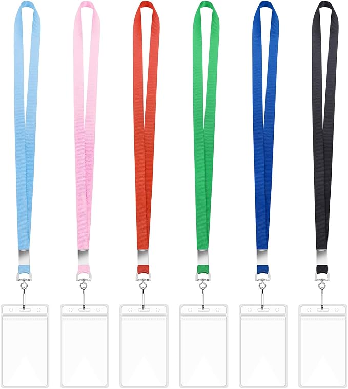 6 Pack Cruise Lanyard with ID Card Holder, Durable Lanyard with Waterproof ID Badge Holder Cruise Lanyards for ID Badges Ship Cards Carnival Sail Keys (6 Colors)