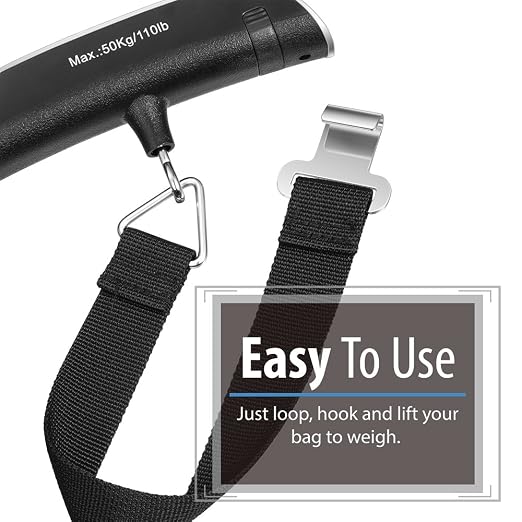 Fosmon Digital Luggage Scale, 110lbs Suitcase Baggage Scale, 2 Pack Silver | LCD Backlight Display, Temperature Sensor, Tare Function, Stainless Steel Durable Design, Hanging Suitcase Weight Scale