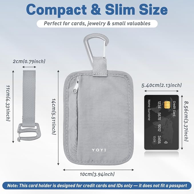 YOYI YOYI RFID Blocking Hidden Stash Clip, Travel Wallet Water-Repellent | Water-repellent fabric, RFID blocking liner, multiple carry options — hidden stash clip secures cards and cash on the go