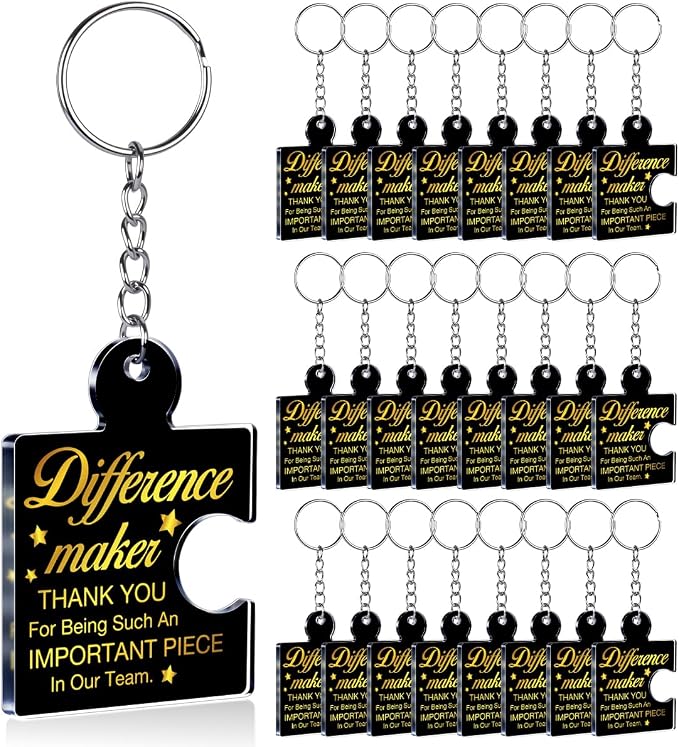 Team Appreciation Gifts Bulk Thank You Keychains for Coworkers | Gift Set for Employee, Staff, Teachers, Teamwork Puzzle Piece Keyring, Acrylic