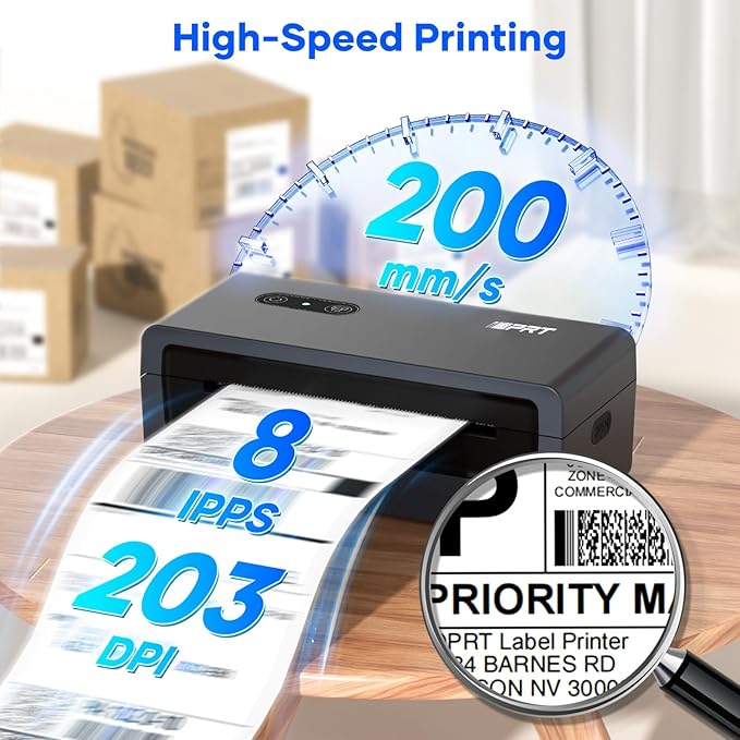 iDPRT Bluetooth Thermal Shipping Label Printer 4x6 Label Maker for Small Business Packages, Compatible with Android,iPhone and Windows, and Works with Ebay, Amazon, Shopify, USPS