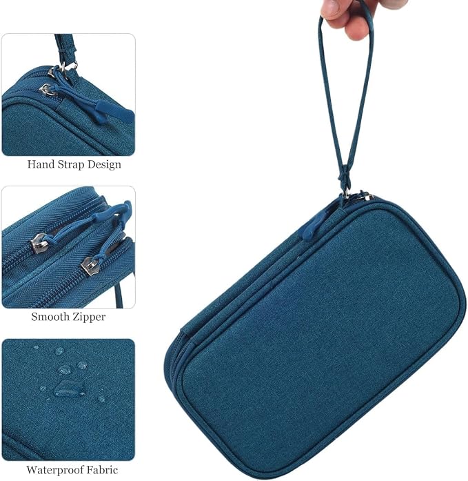 CAOODKDK Electronic Organizer Travel Cable Accessories Bag, Waterproof Electronic Organizer Case, Accessories Organizer Bag for Power Bank, Charging Cords, Chargers, USB Cable, Earphones (Dark Green)