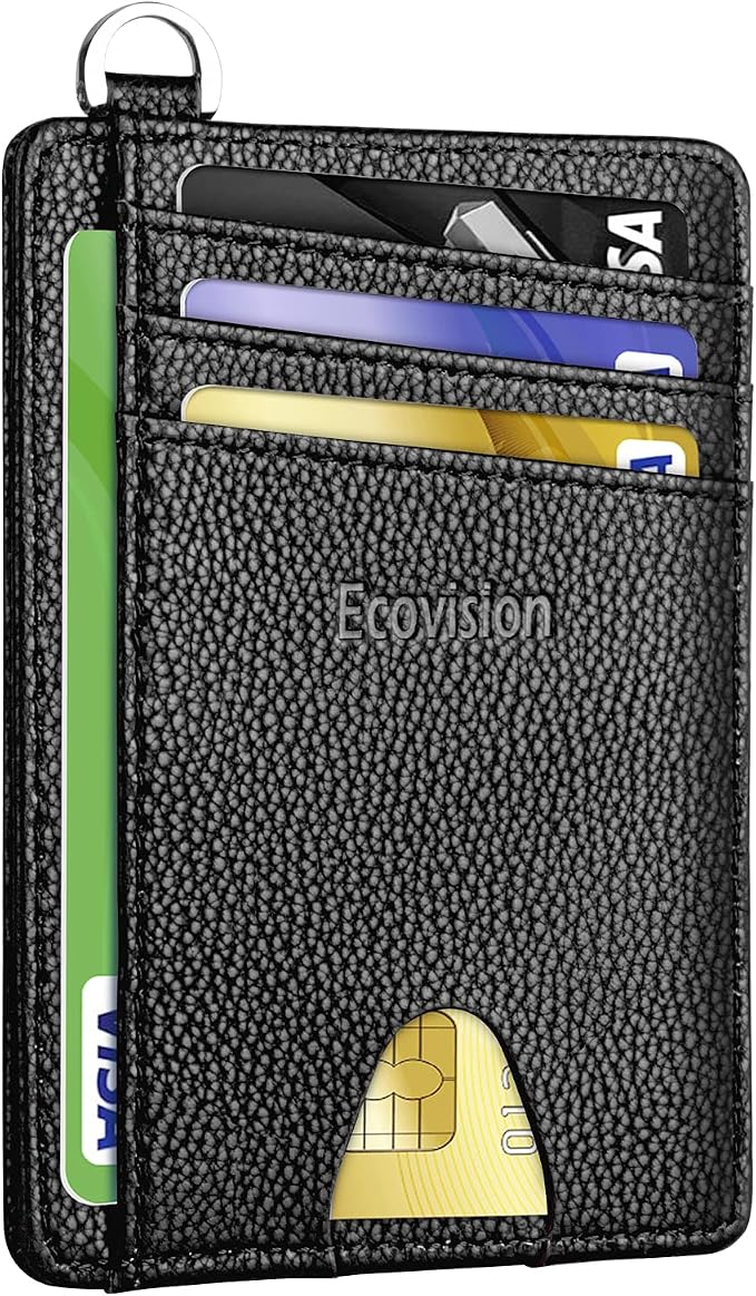 Slim Minimalist Front Pocket Wallet, RFID Blocking Credit Card Holder Wallet with Detachable D-Shackle for Men Women