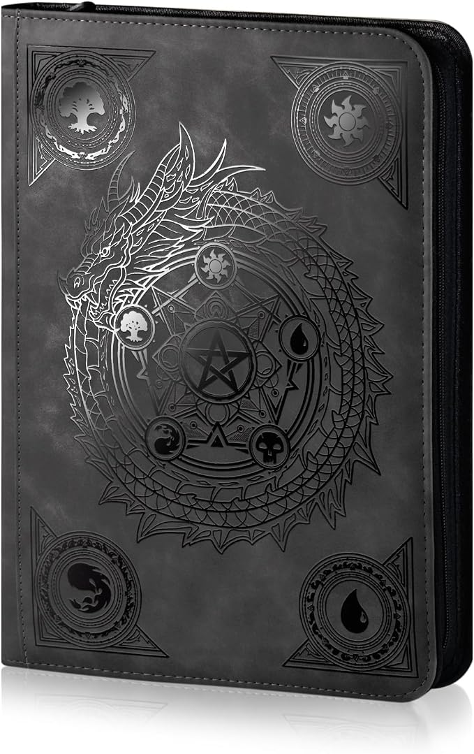 Trading card binder,Ringless Zip laser foiling Binder,540 Double Sided Pocket Collectible Trading Card Albums for YGO,MTG, DTCG,Sport Card, Game Cards (MTG Black)